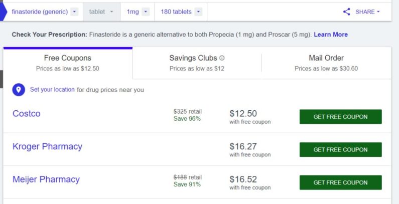 180 Finasteride tablets at GoodRx